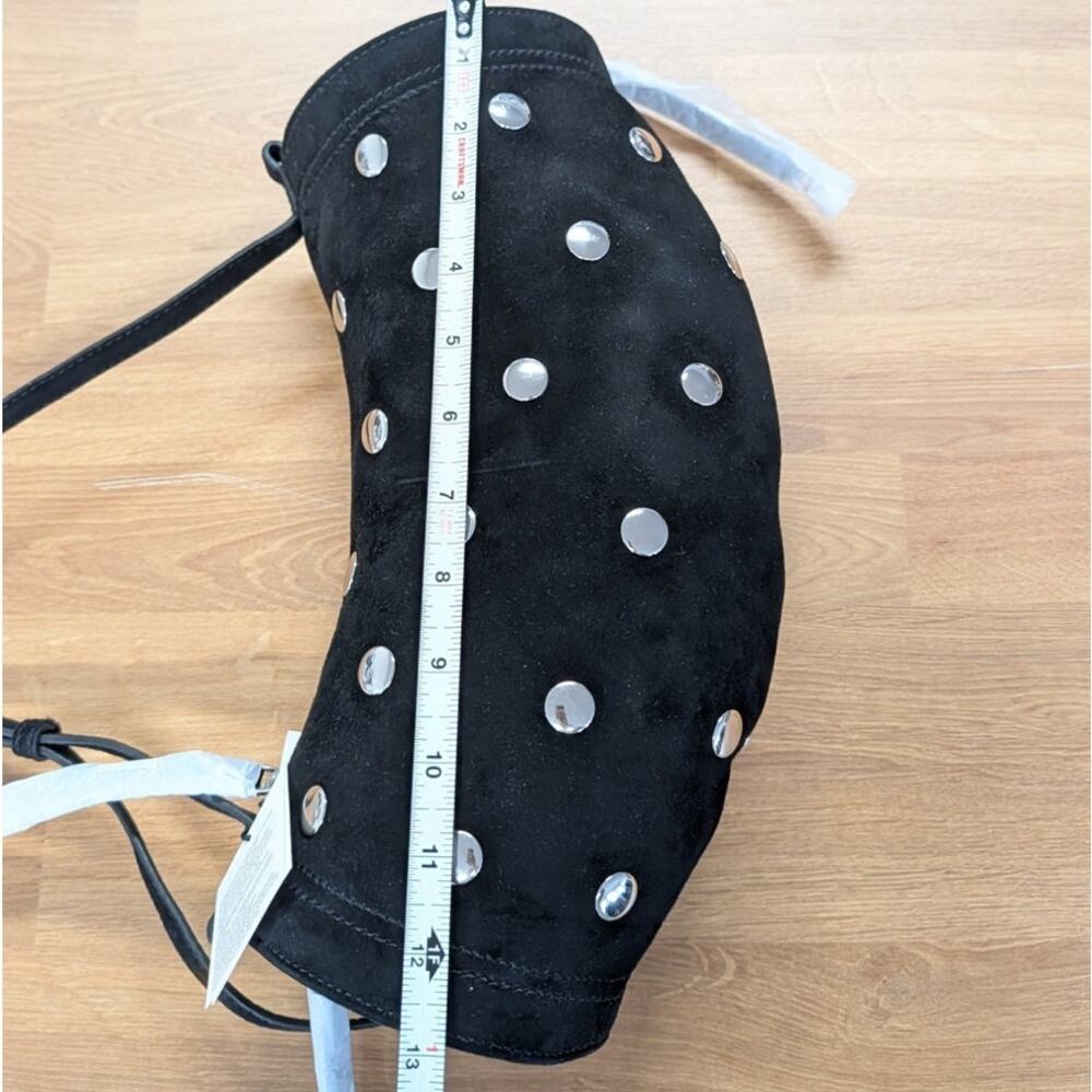 Zara Leather Suede Silver Tone Studded Shoulder Bag 6293/410/800 Womens M - Picture 4 of 7